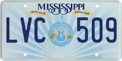 MS license plate LVC509