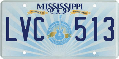 MS license plate LVC513