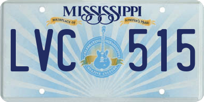 MS license plate LVC515