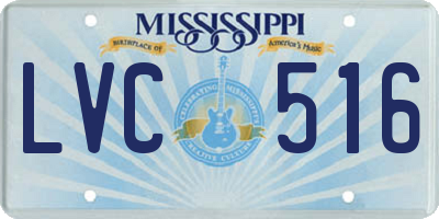 MS license plate LVC516