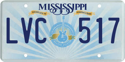 MS license plate LVC517