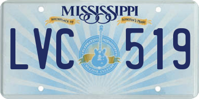 MS license plate LVC519