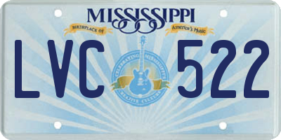 MS license plate LVC522