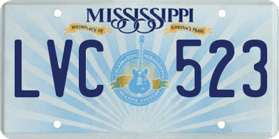 MS license plate LVC523