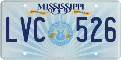MS license plate LVC526
