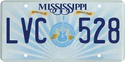 MS license plate LVC528
