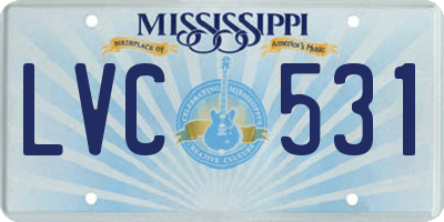 MS license plate LVC531