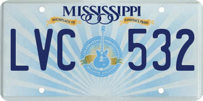 MS license plate LVC532