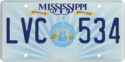 MS license plate LVC534