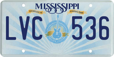 MS license plate LVC536