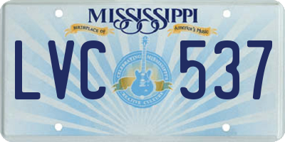 MS license plate LVC537
