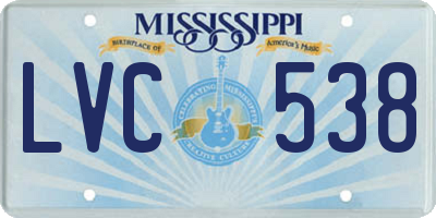 MS license plate LVC538