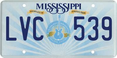 MS license plate LVC539