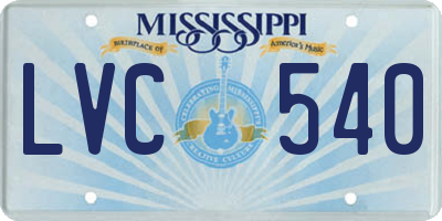 MS license plate LVC540