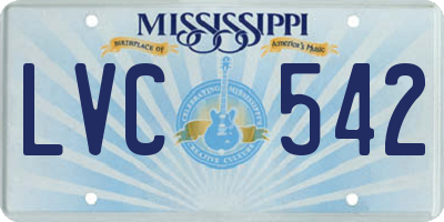 MS license plate LVC542