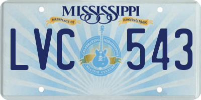 MS license plate LVC543