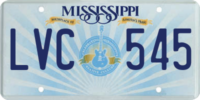 MS license plate LVC545