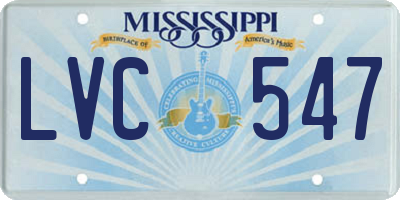 MS license plate LVC547