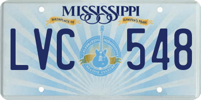 MS license plate LVC548