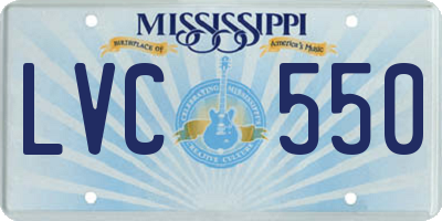 MS license plate LVC550
