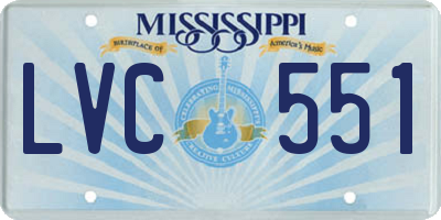 MS license plate LVC551