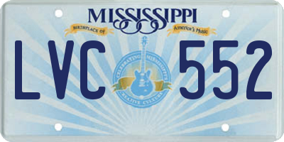 MS license plate LVC552