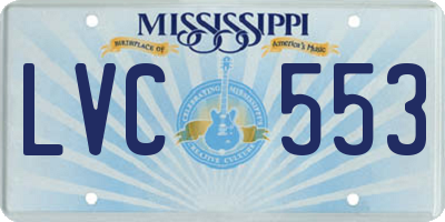 MS license plate LVC553