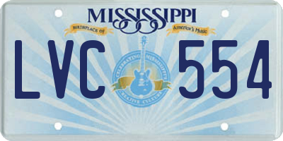 MS license plate LVC554
