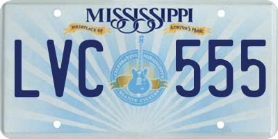 MS license plate LVC555