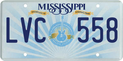 MS license plate LVC558