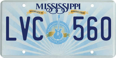 MS license plate LVC560