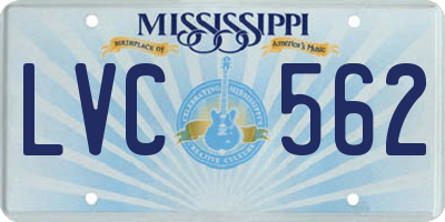 MS license plate LVC562