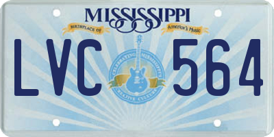 MS license plate LVC564