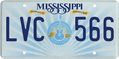MS license plate LVC566