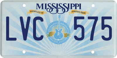 MS license plate LVC575