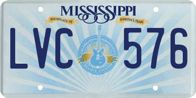 MS license plate LVC576