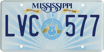 MS license plate LVC577