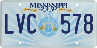 MS license plate LVC578