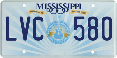 MS license plate LVC580