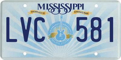 MS license plate LVC581