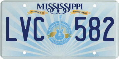 MS license plate LVC582