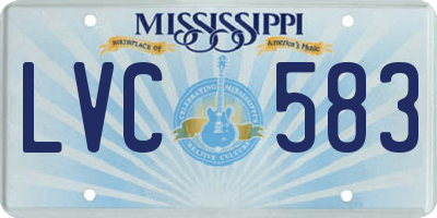 MS license plate LVC583