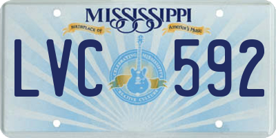 MS license plate LVC592