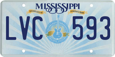 MS license plate LVC593
