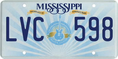 MS license plate LVC598