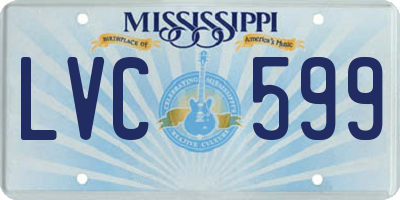 MS license plate LVC599