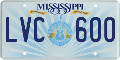 MS license plate LVC600