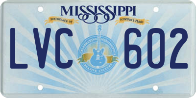MS license plate LVC602