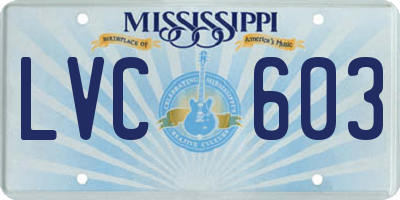MS license plate LVC603