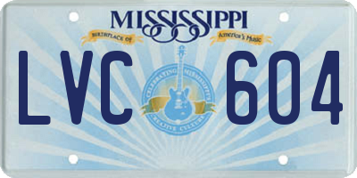 MS license plate LVC604